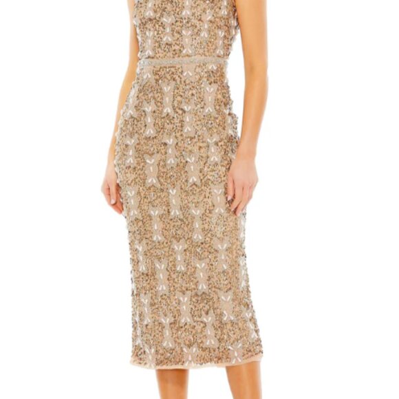 MAC DUGGAL 93764 EMBELLISHED HIGH NECK SLEEVELESS A-LINE VINTAGE COPPER DRESS 4 - Picture 2 of 6